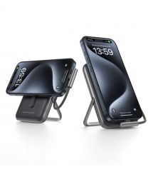 Повербанк 10000mAh Choetech B735 Black QC3.0 PD3.0 бездротова магнітна зарядка, вбудований кабель, підставка