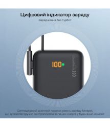 Повербанк 10000mAh Choetech B735 Black QC3.0 PD3.0 бездротова магнітна зарядка, вбудований кабель, підставка