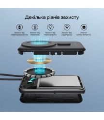 Повербанк 10000mAh Choetech B735 Black QC3.0 PD3.0 бездротова магнітна зарядка, вбудований кабель, підставка