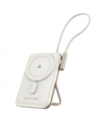 Повербанк 10000mAh Choetech B735 White QC3.0 PD3.0 бездротова магнітна зарядка, вбудований кабель, підставка