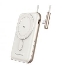 Повербанк 10000mAh Choetech B735 White QC3.0 PD3.0 бездротова магнітна зарядка, вбудований кабель, підставка