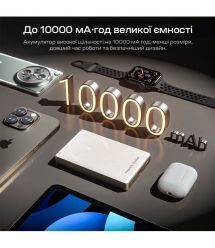 Повербанк 10000mAh Choetech B739 Silver QC3.0 PD3.0 бездротова магнітна зарядка