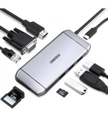 USB-C хаб 9-в-1 Choetech M15 HDMI 4K@30Hz, VGA, 3 USB3.0, RJ45, USB-C PD, SD-card, TF-card