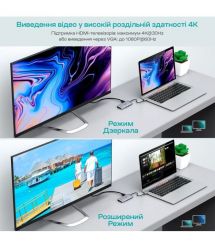 USB-C хаб 9-в-1 Choetech M15 HDMI 4K@30Hz, VGA, 3 USB3.0, RJ45, USB-C PD, SD-card, TF-card