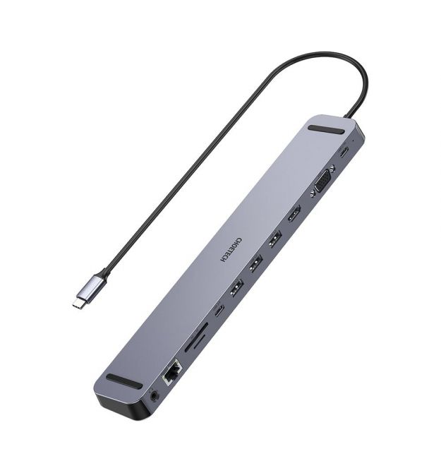 USB-C хаб 11-в-1 Choetech M20 HDMI 4K@30Hz, VGA, 3 USB-A 3.0, USB-C 3.0, RJ45, USB-C PD, SD-card, TF-card, 3.5mm audio