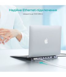 USB-C хаб 11-в-1 Choetech M20 HDMI 4K@30Hz, VGA, 3 USB-A 3.0, USB-C 3.0, RJ45, USB-C PD, SD-card, TF-card, 3.5mm audio