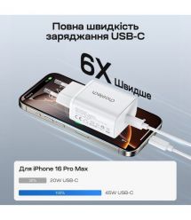 Мережевий зарядний пристрій Choetech PD3042 mini PD45W USB-C White