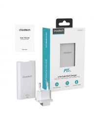 Мережевий зарядний пристрій Choetech PD6011 Ultra thin PD67W GAN A+C White