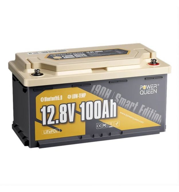 Акумуляторна батарея літій-залізо-фосфатна з Bluetooth 12.8В 100А*год LiFePO4 Power Queen H190 P12V100-100-RV190-BT-4-AC150