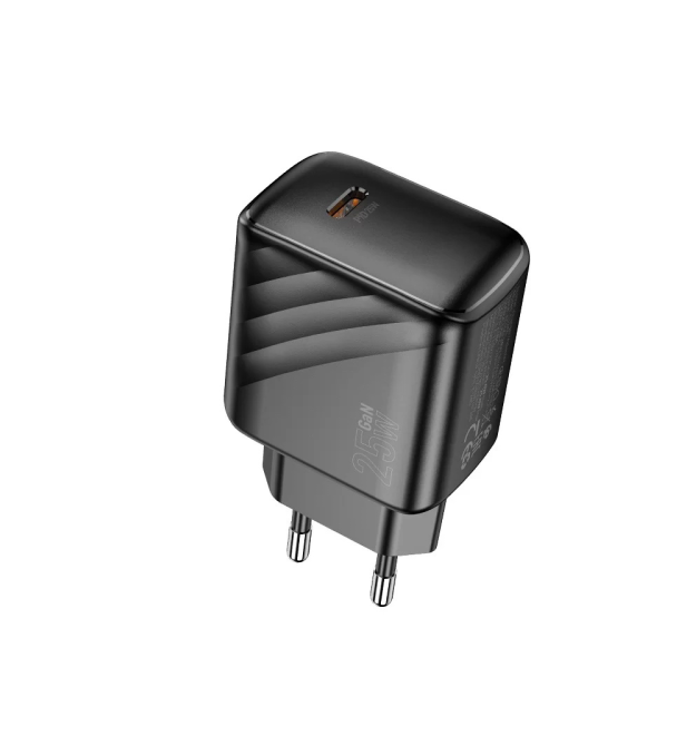 СЗУ 110-240V HOCO CS24A USB-C+USB, 25W, Black, Box