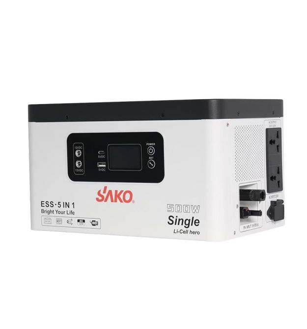 Портативна зарядна станція Sako Alpha-ESS-500W-1KWh. Потужність 500 Вт, енергоємність 1004.8 Вт*год, LifePO4