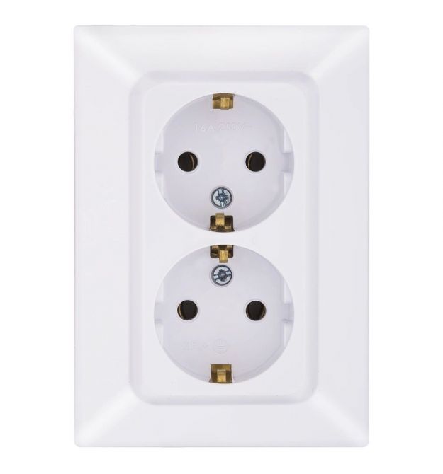 Розетка двойная с з-к ARAS NE-AD 93-110-85