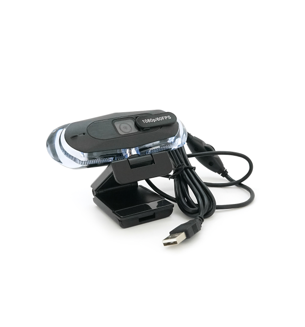 Вебкамера з гарнітурою 8821, 1080P 60fps - 2K 30fps з RGB LED підсвічуванням, пласт. корпус, Black, BOX