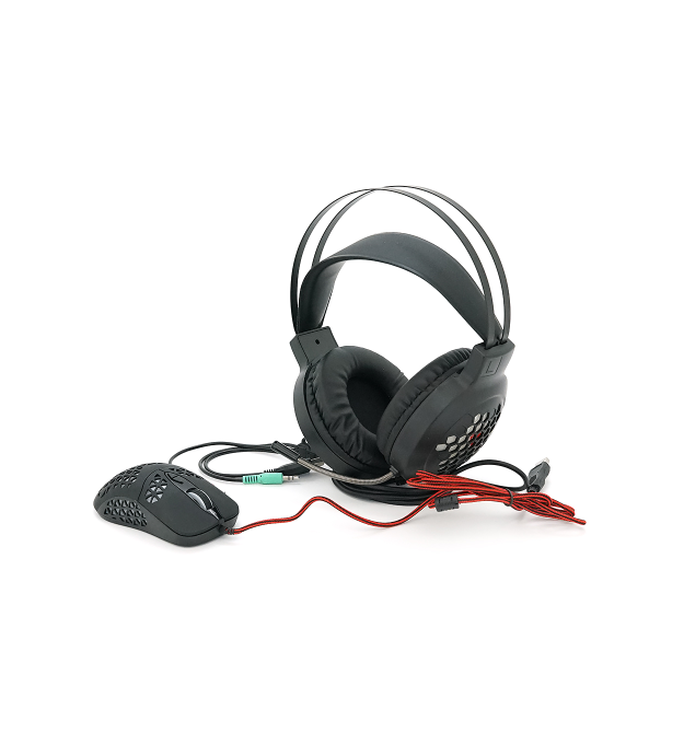 Комплект миші та навушники Jedel CP06. Навушники: &ampphi50 мм, мікрофон, RGB, кабель 2.0 м. Миша: DPI 800 - 1200 - 1600 - 2000,