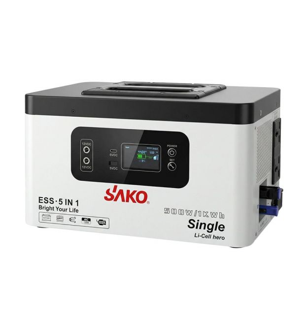 Портативна зарядна станція Sako Alpha-ESS-500W/1KWh потужність 500 Вт, енергоємність 1004.8 Вт·год, LifePO4
