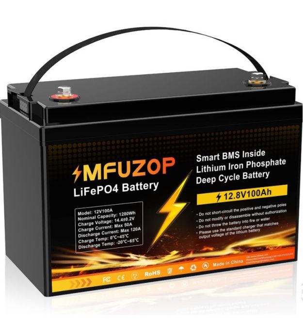 Акумулятор MFUZOP LiFePO4 12В 100А·год 1280Вт·год з BMS