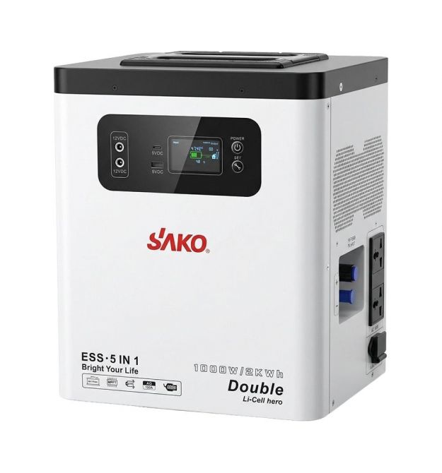 Портативна зарядна станція Sako Alpha-ESS-1000W/2KWh потужність 1000 Вт, енергоємність 2009.6 Вт·год, LifePO4