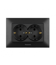 Розетка Panasonic Arkedia Slim подвійна із заземленням, чорна