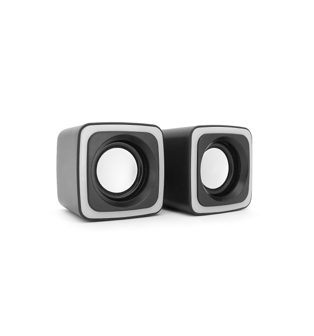 Колонки 2.0 JEDEL S-575 USB+3.5mm, 2x3W, 30Hz-16KHz, з LED підсвічуванням, 72х73х65 мм, Black, BOX