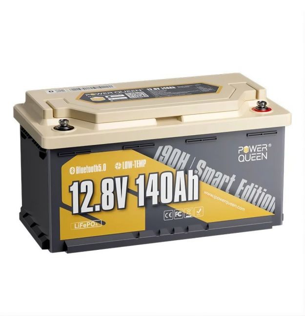 Акумуляторна батарея літій-залізо-фосфатна з Bluetooth 12.8В 140А*год LiFePO4 Power Queen H190 P12V140-150-RV190-BT-4-AC150