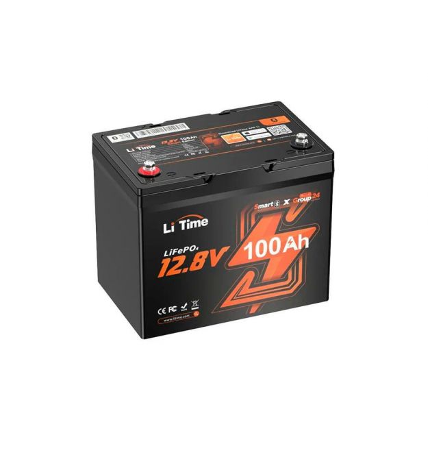 Акумуляторна батарея літій-залізо-фосфатна з Bluetooth 12.8В 100А*год LiFePO4 LiTime Group24 L12V100-100-GROUP24-BT-4-A70