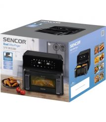 Sencor Мультипечь Dual Vita Fryer, 2700Вт, чаша-4.5+4.5л, сенсорное управление, 2 чаши, гриль, пластик, черный