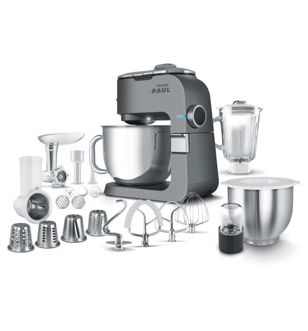 Sencor Кухонная машина Paul 1 1700Вт, чаша-металл, корпус-металл/пластик, насадок-20, металл