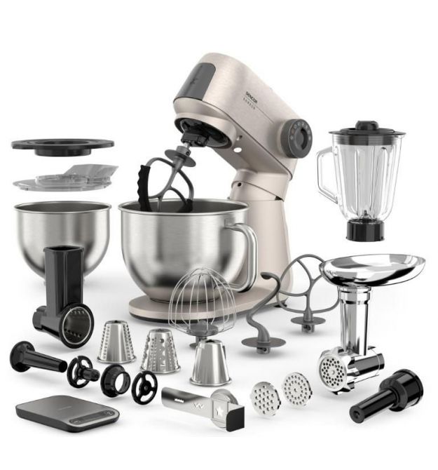 Sencor Кухонная машина Gordon, 1500Вт, чаша-металл, корпус-металл, насадок-20, металл