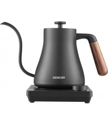 Sencor Электрочайник Sencor 0.6л, 5 темп.реж, поддержание температуры, мех. управление, нержавеющая сталь, черный