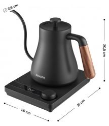 Sencor Электрочайник Sencor 0.6л, 5 темп.реж, поддержание температуры, мех. управление, нержавеющая сталь, черный