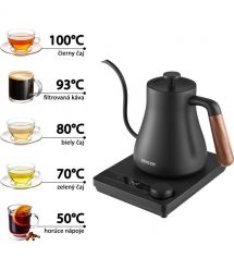 Sencor Электрочайник Sencor 0.6л, 5 темп.реж, поддержание температуры, мех. управление, нержавеющая сталь, черный