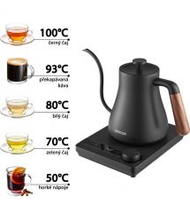 Sencor Электрочайник Sencor 0.6л, 5 темп.реж, поддержание температуры, мех. управление, нержавеющая сталь, черный