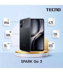 TECNO Смартфон Spark Go 3 (KM3) 6.75" 4/128ГБ, 2SIM, 5000мА•ч, Ink Black