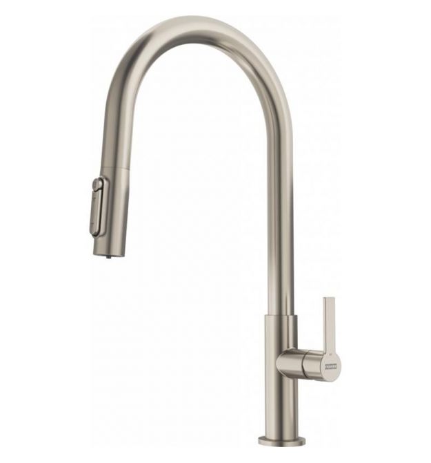 Franke Смеситель для кухни Maris Slim J Clear Water, длина излива - 221 мм, поворотный, 1+1 фильтр, сталь