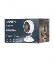 ARDESTO Вентилятор FT-F3600BL настольный, 12см, аккумулятор, подсветка, USB-A Type-C, белый