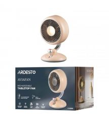 ARDESTO Вентилятор FT-F3600Y настольный, 12см, аккумулятор, подсветка, USB-A Type-C, бежевый