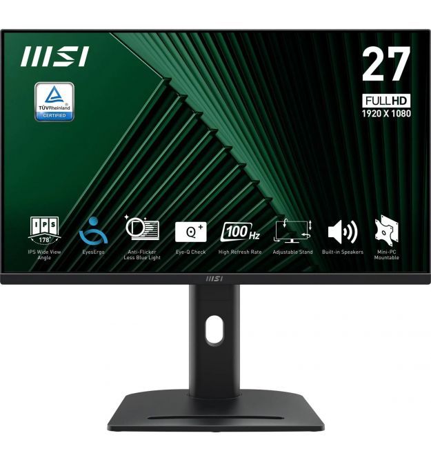 MSI Монітор MSI 27" PRO MP275PG D-Sub, HDMI, MM, IPS, 100Hz, 4ms, sRGB 95%, AdaptiveSync, Pivot