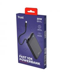 Trust Акумулятор портативний літій-іонний power bank Trust Fiera, 10000мА·год, 2хUSB-C, 20W, PD/QC 3.0, чорний