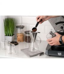 ARDESTO Кемекс для заварювання кави з фільтром Ardesto Black Mars 600мл, боросилікатне скло, нержавіюча сталь, прозорий