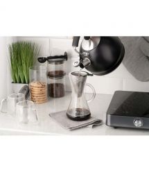 ARDESTO Кемекс для заварювання кави з фільтром Ardesto Black Mars 600мл, боросилікатне скло, нержавіюча сталь, прозорий