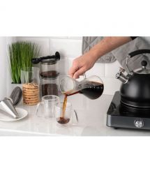 ARDESTO Кемекс для заварювання кави з фільтром Ardesto Black Mars 600мл, боросилікатне скло, нержавіюча сталь, прозорий