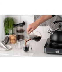 ARDESTO Кемекс для заварювання кави з фільтром Ardesto Black Mars 600мл, боросилікатне скло, нержавіюча сталь, прозорий