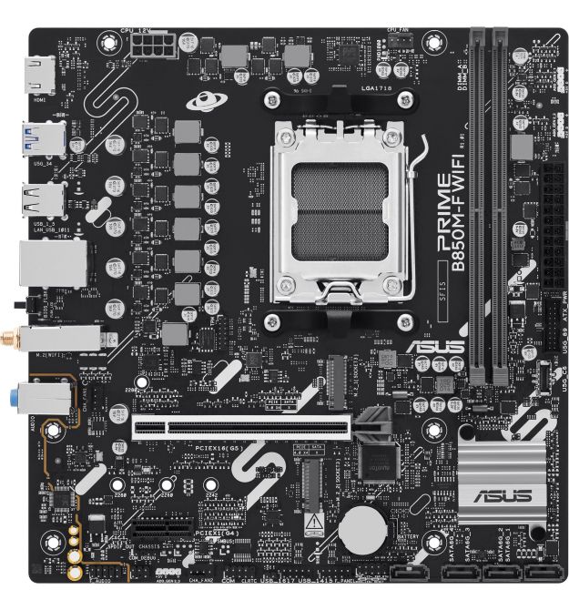ASUS Материнcкая плата PRIME B850M-F WIFI sAM5 B850 2xDDR5 M.2 HDMI Wi-Fi BT mATX