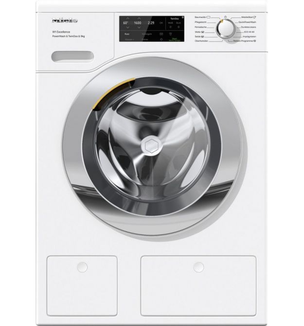 Miele Стиральная машина WEI 865 WPS фронтальная, 9кг, 1600, A+++, 63.6см, дисплей, инвертор, автодоз, люк хром, белый