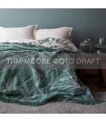 ARDESTO Плед ARDESTO Leonardo 200х220см, 50% бавовна, 30% поліестер, 20% акрил, листя, зелений