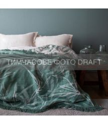 ARDESTO Плед ARDESTO Leonardo 150х200см, 50% бавовна, 30% поліестер, 20% акрил, листя, зелений