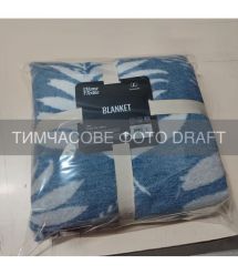 ARDESTO Плед ARDESTO Leonardo 200х220см, 50% бавовна, 30% поліестер, 20% акрил, листя, синій