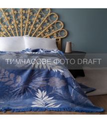 ARDESTO Плед ARDESTO Leonardo 200х220см, 50% бавовна, 30% поліестер, 20% акрил, листя, синій