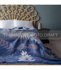 ARDESTO Плед ARDESTO Leonardo 150х200см, 50% бавовна, 30% поліестер, 20% акрил, листя, синій