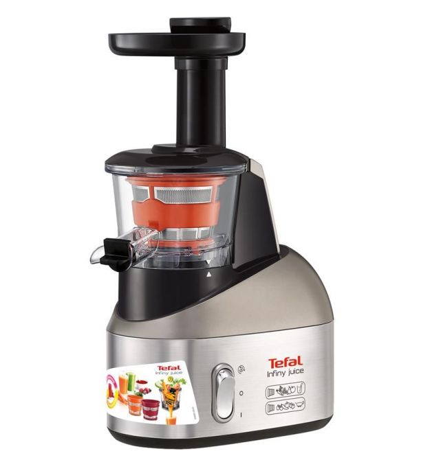 Tefal Соковитискач Tefal Infiny Press шнекова 200Вт, чаша-0.8л, жмих-0.8л, пластик, чорно-сірий